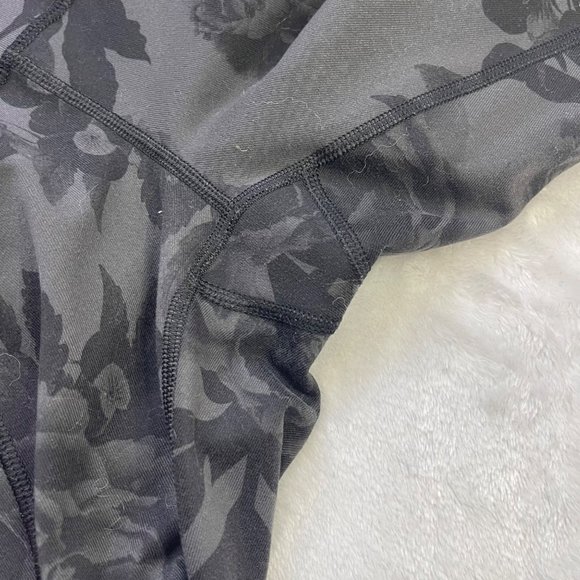 Lululemon Practice Daily Crop Leggings Women's Size 6 Brisk Bloom Black Soot - Picture 9 of 14